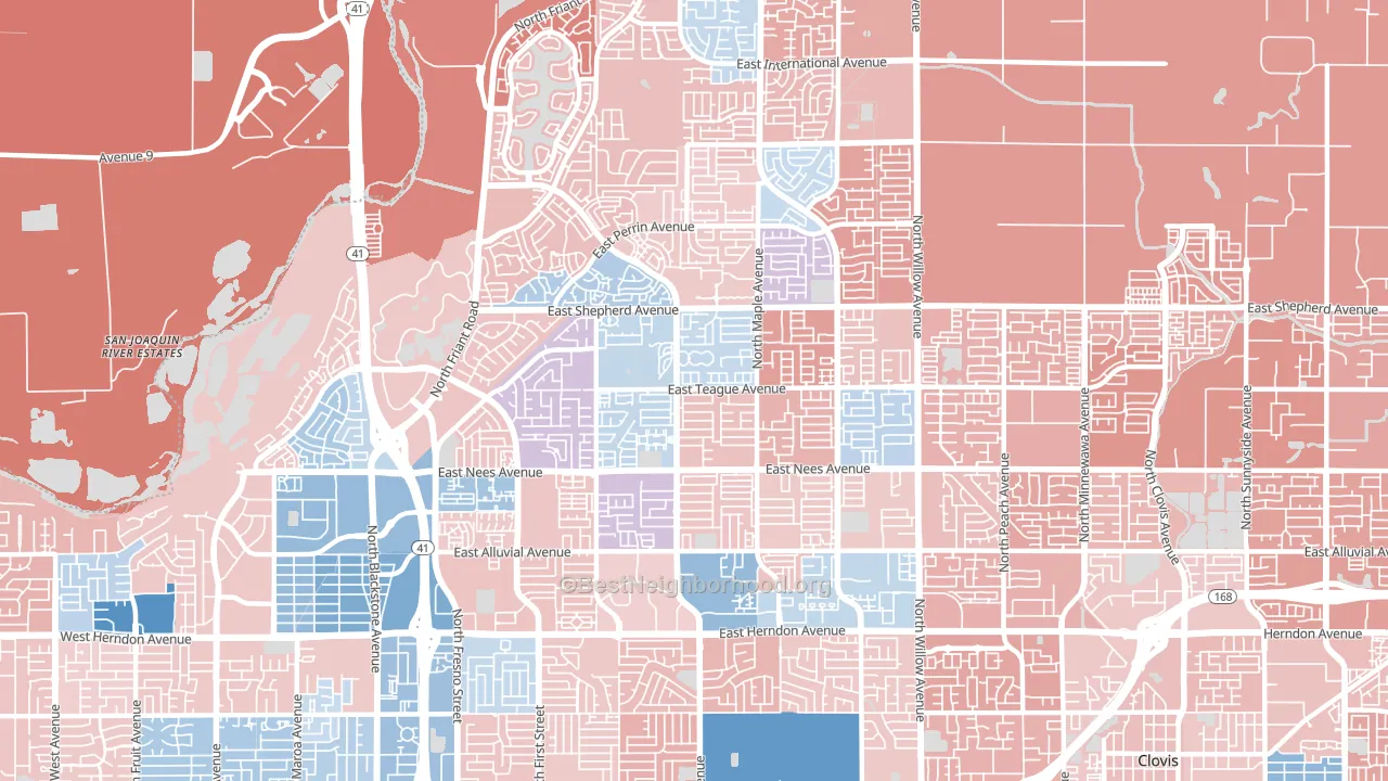93720, CA block-group political-lean map