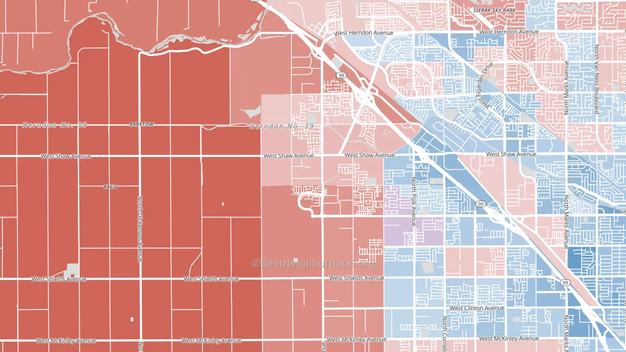 93723, CA block-group political-lean map