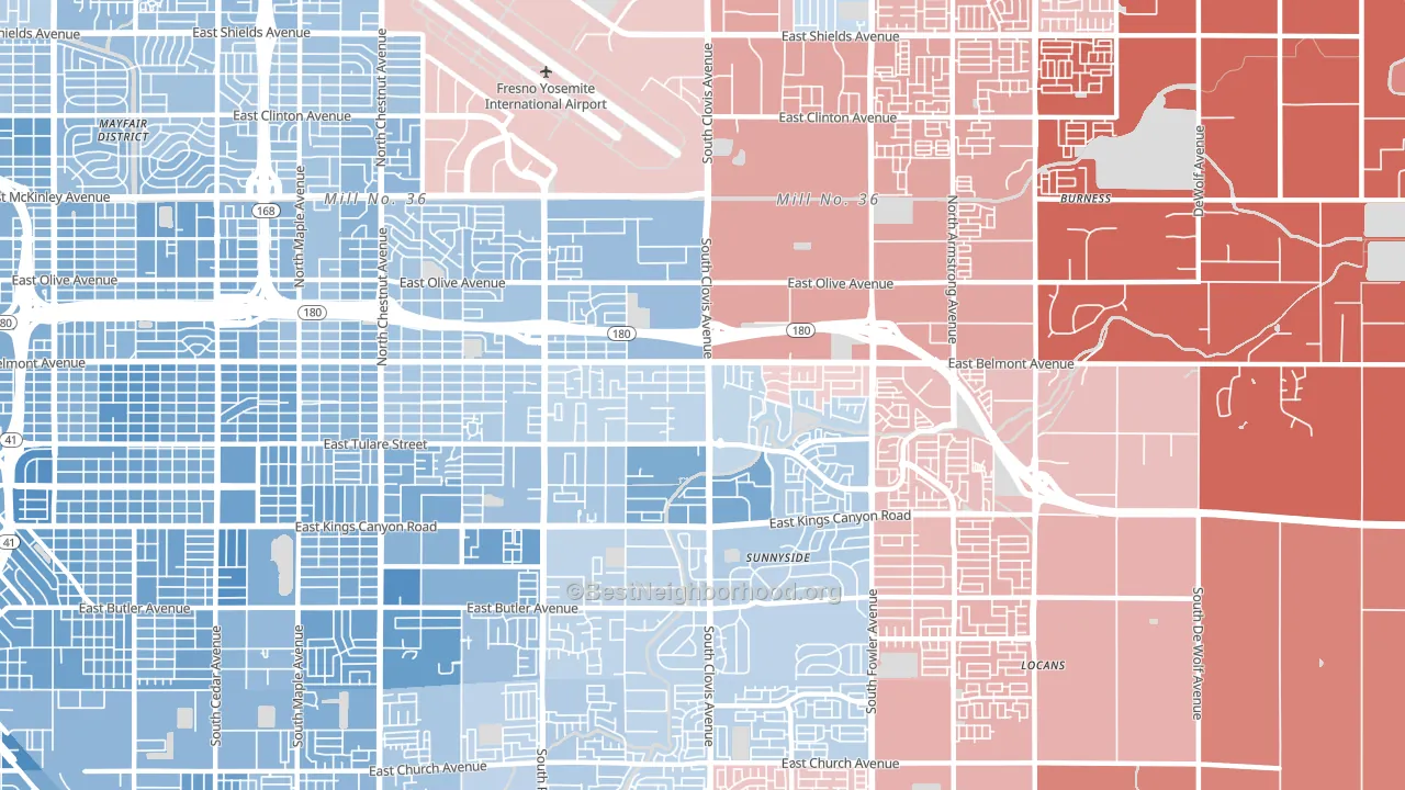 93727, CA block-group political-lean map