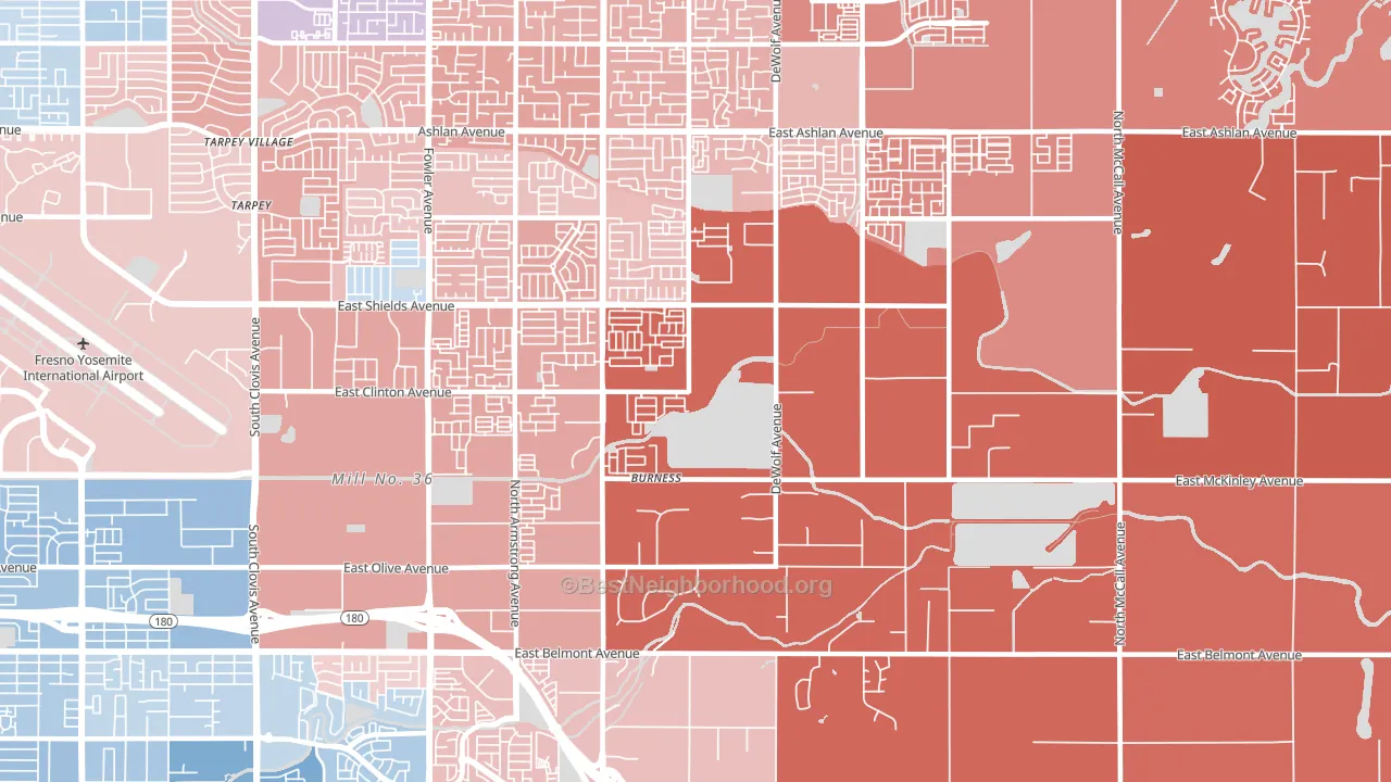 93737, CA block-group political-lean map