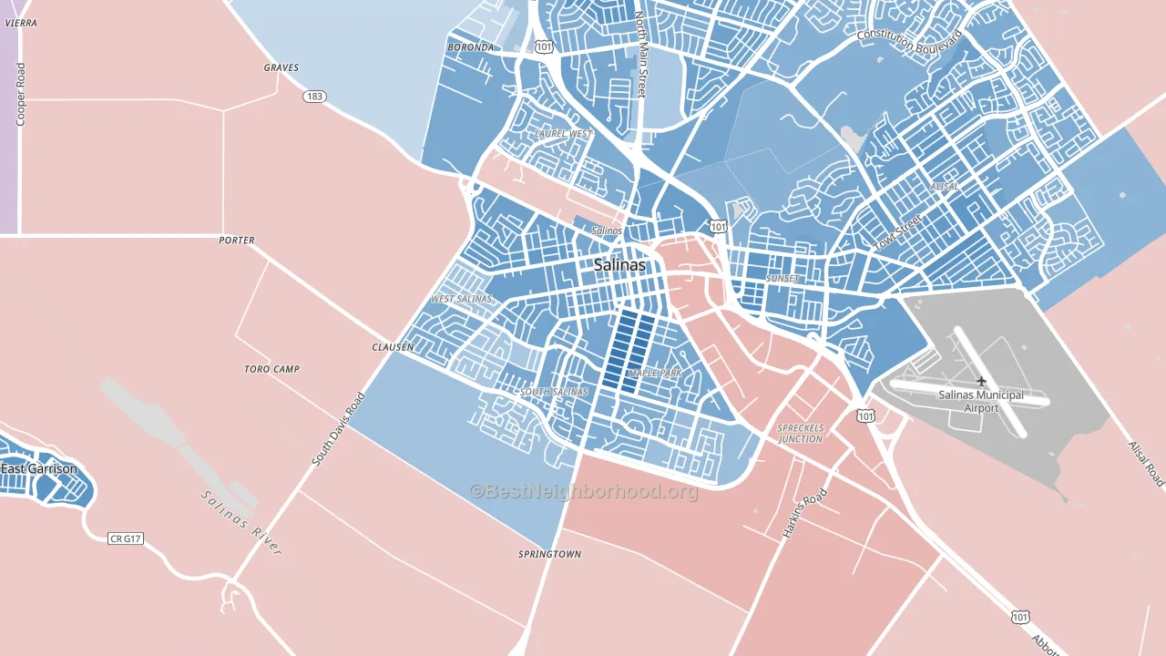 93901, CA block-group political-lean map