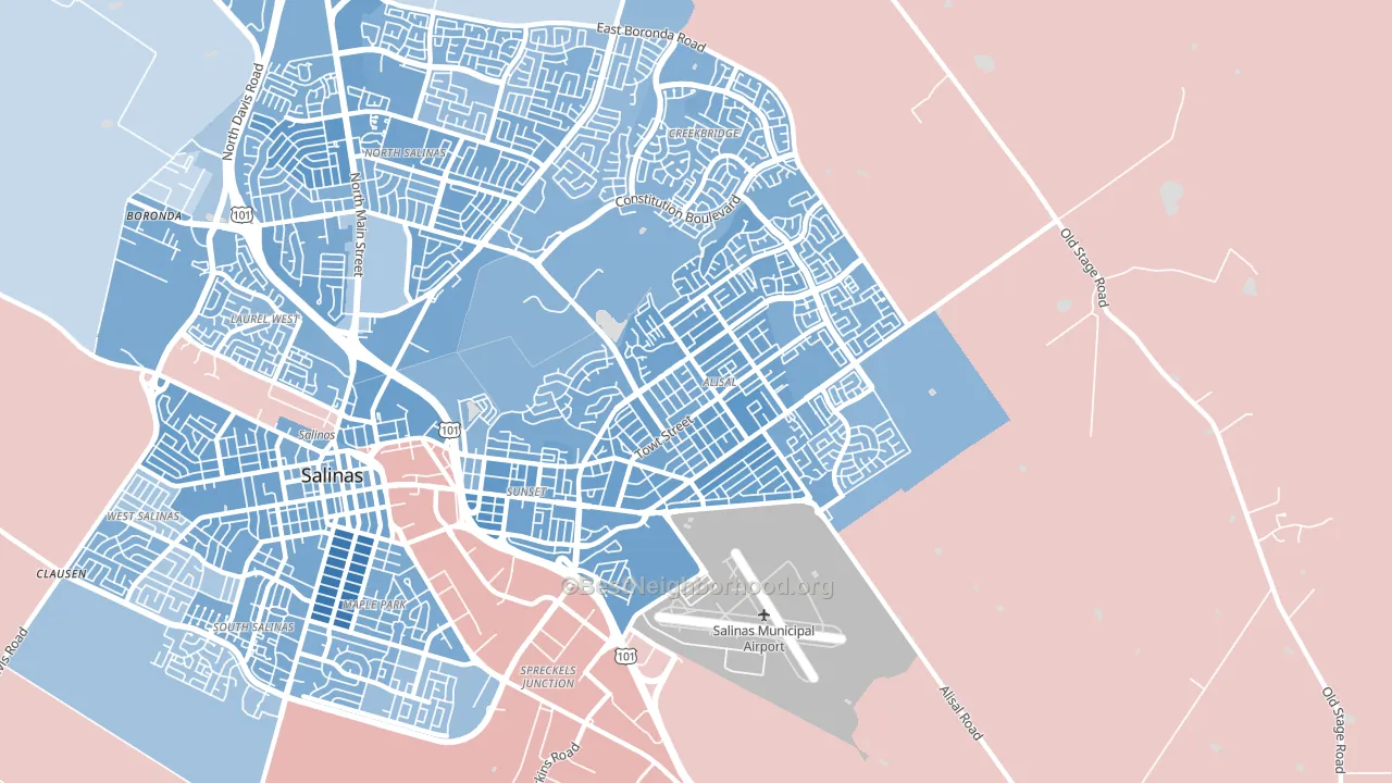 93905, CA block-group political-lean map