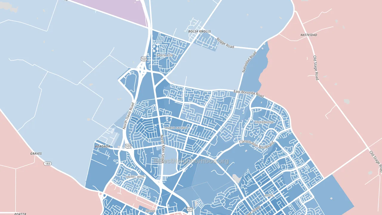 93906, CA block-group political-lean map