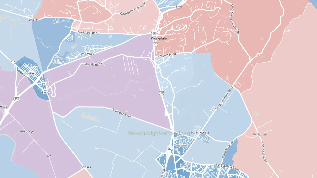 93907, CA block-group political-lean map