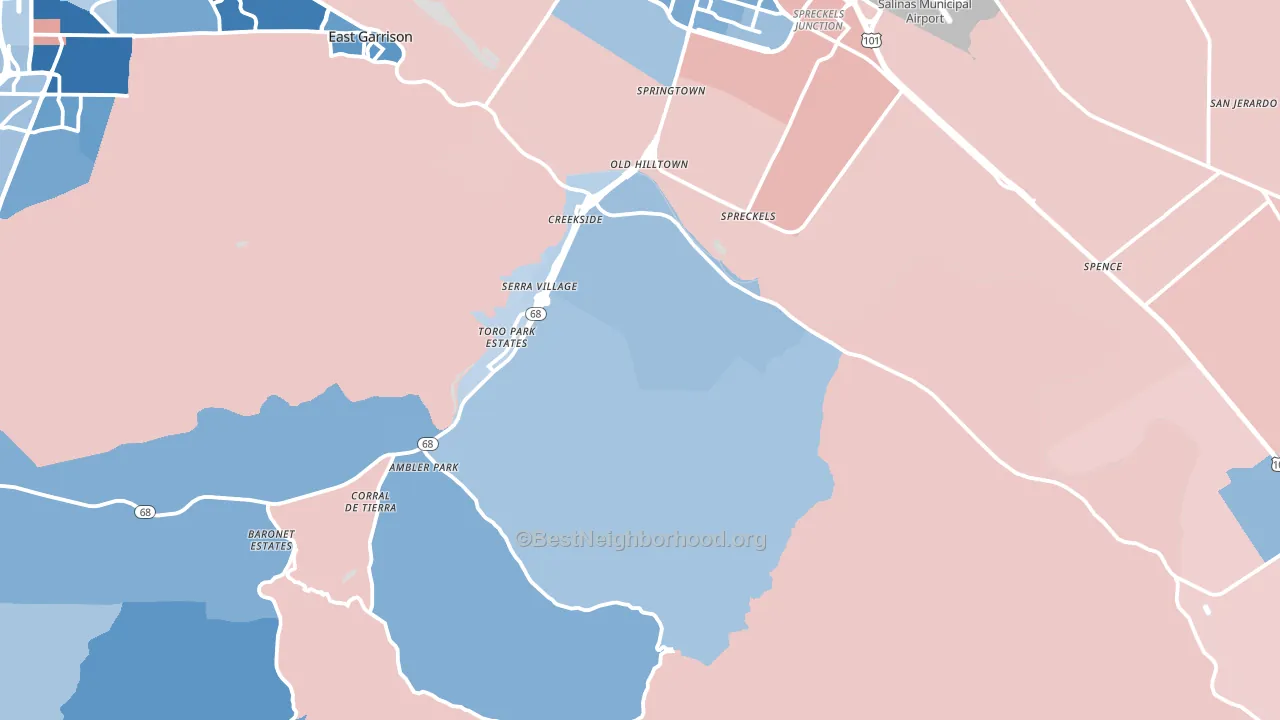 93908, CA block-group political-lean map