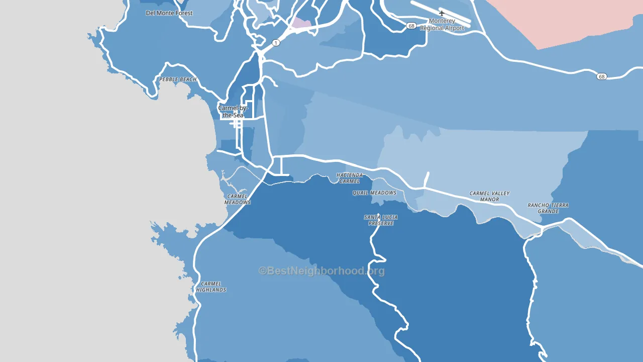 93923, CA block-group political-lean map