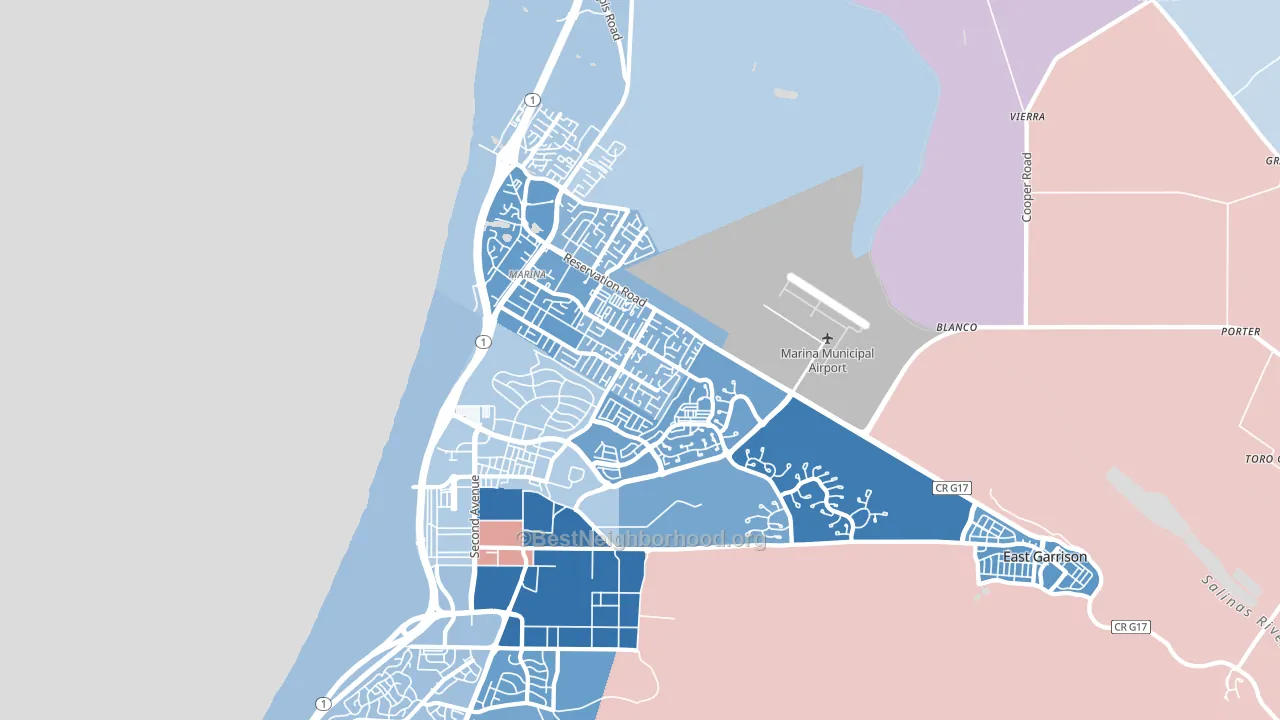 93933, CA block-group political-lean map