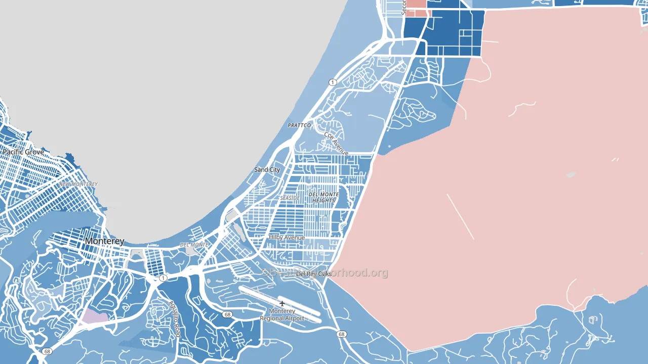 93955, CA block-group political-lean map
