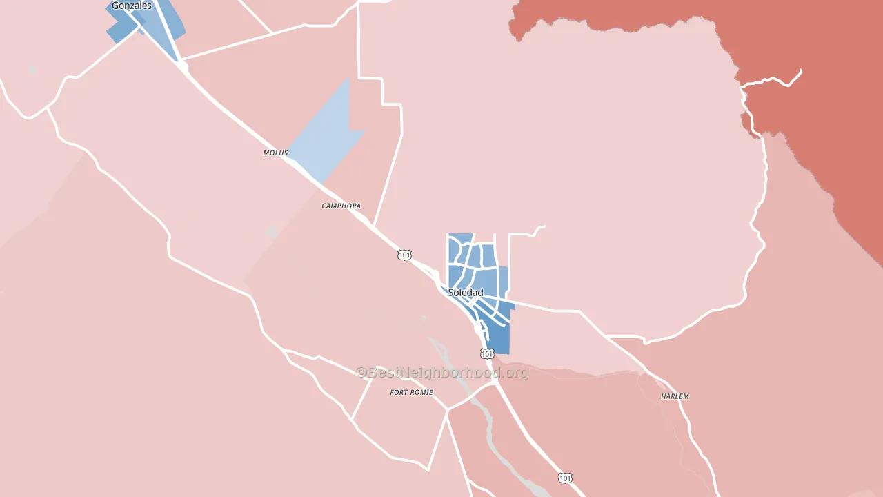 93960, CA block-group political-lean map