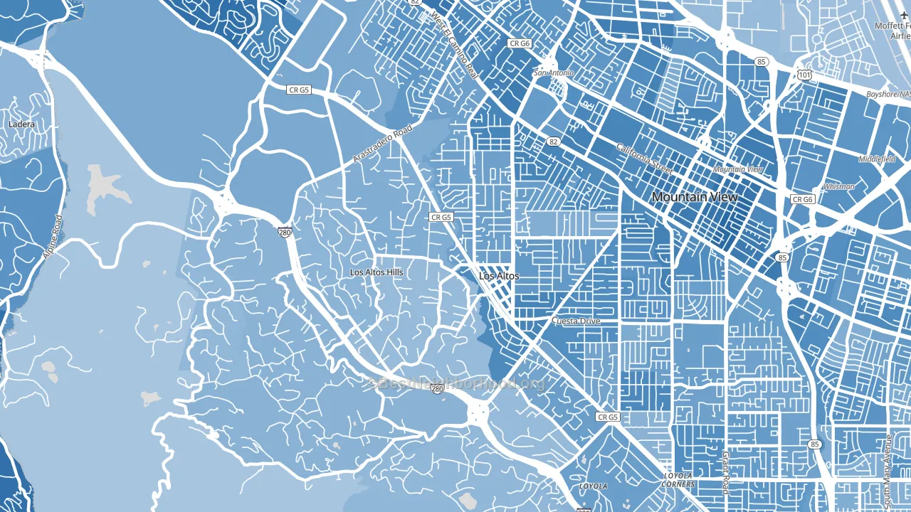 94022, CA block-group political-lean map