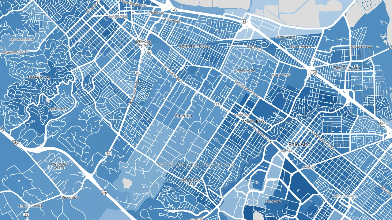 94027, CA block-group political-lean map