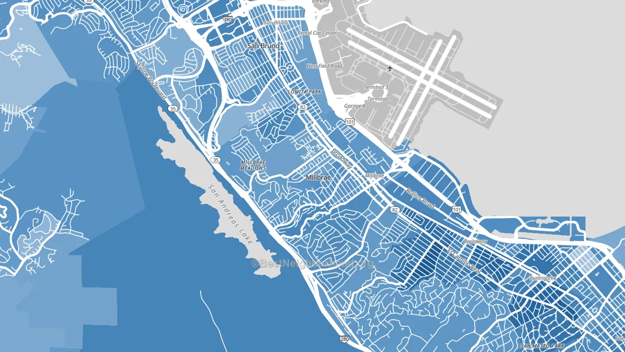 94030, CA block-group political-lean map