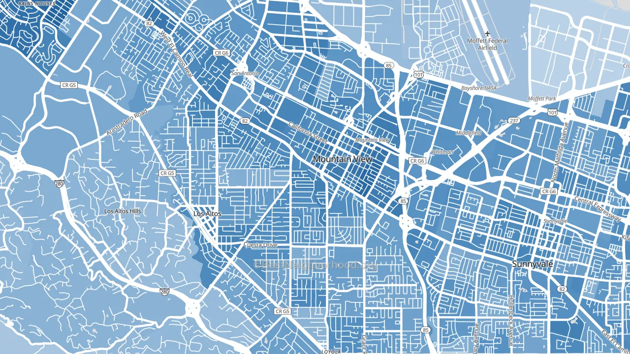 94040, CA block-group political-lean map