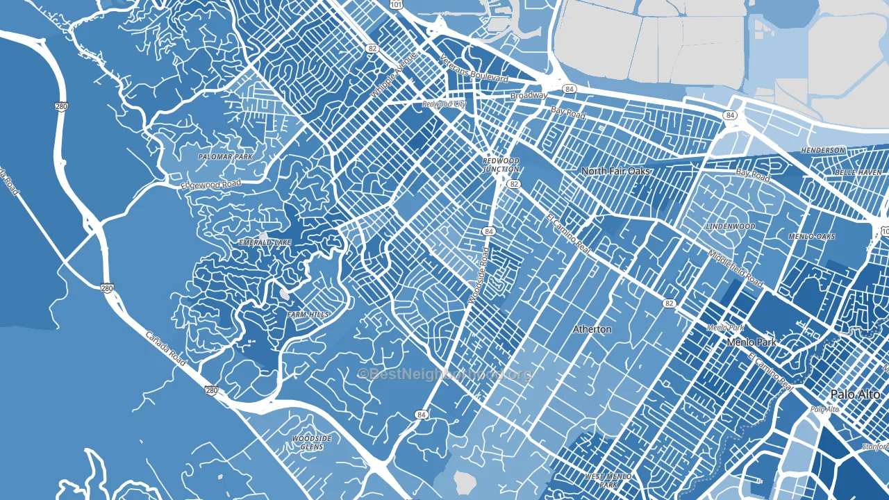 94061, CA block-group political-lean map