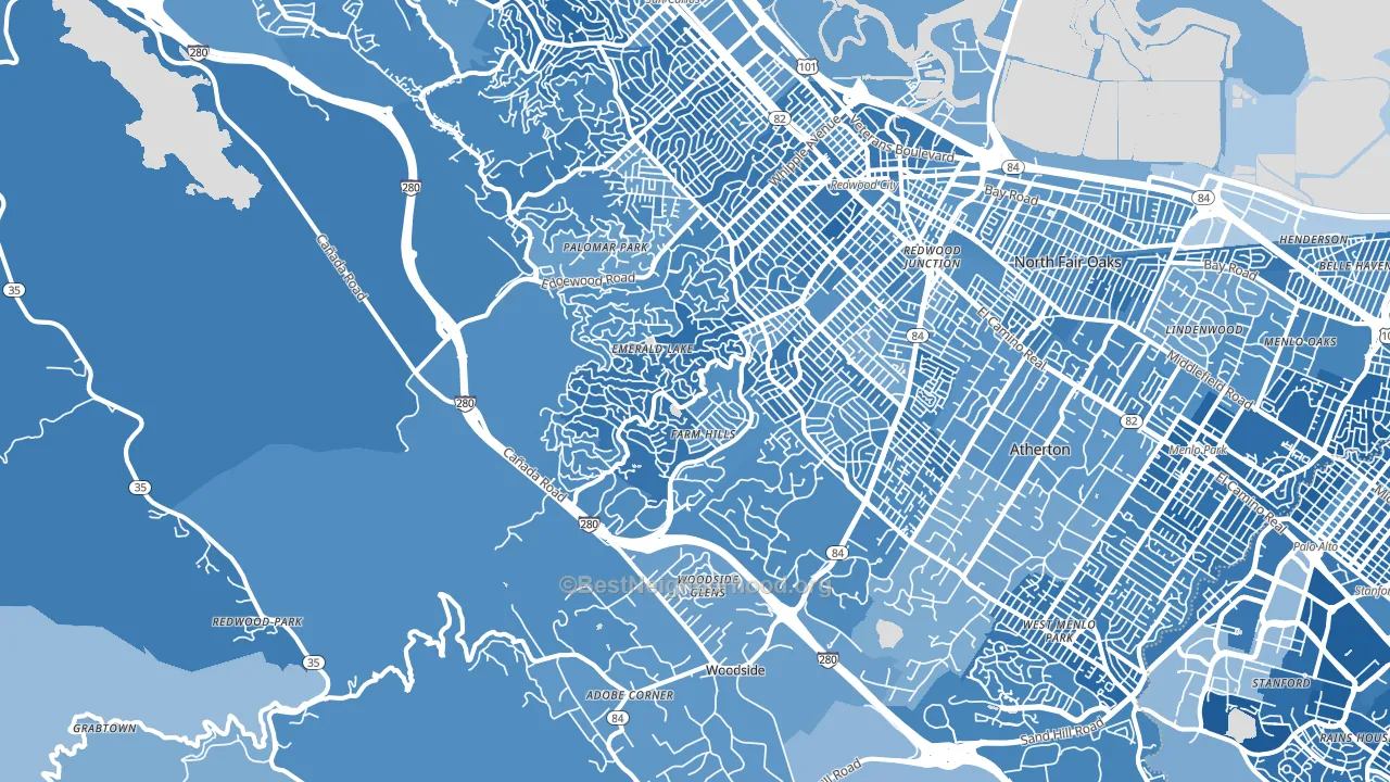94062, CA block-group political-lean map