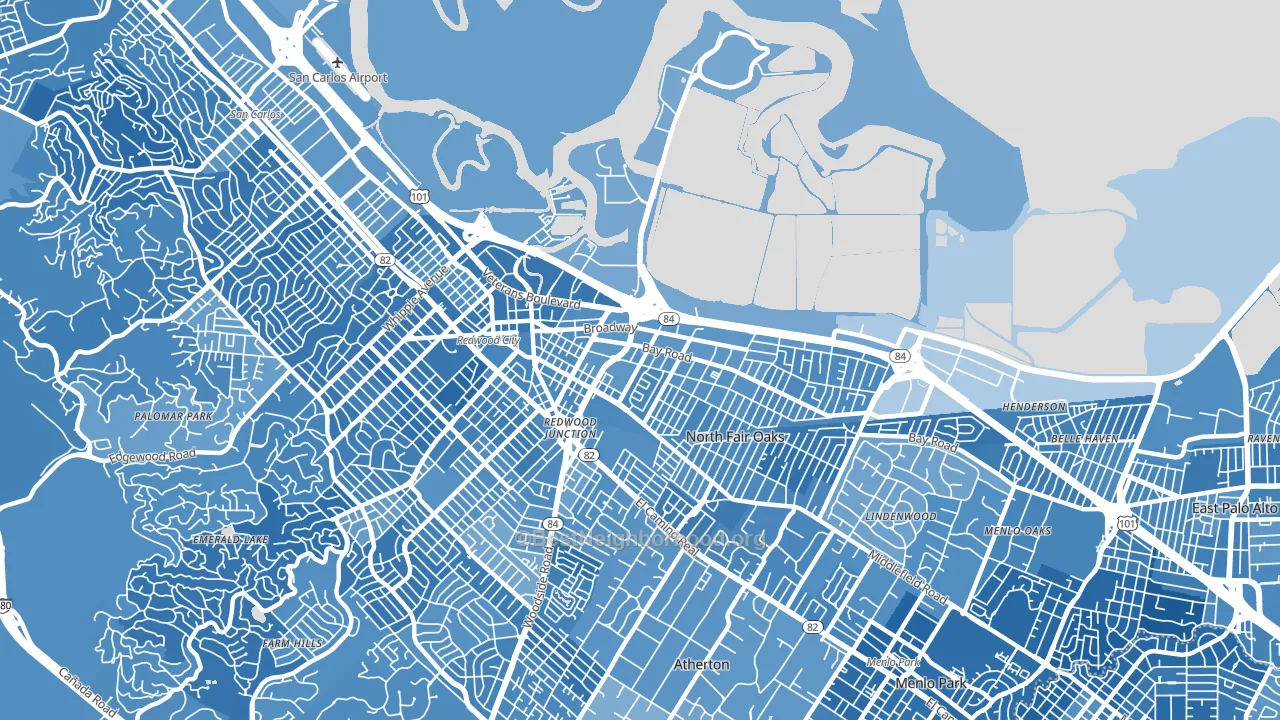 94063, CA block-group political-lean map