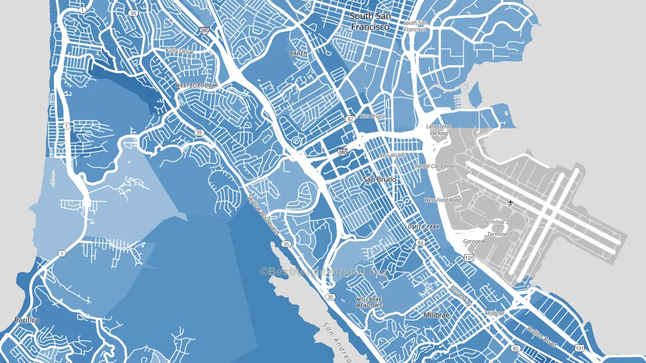 94066, CA block-group political-lean map