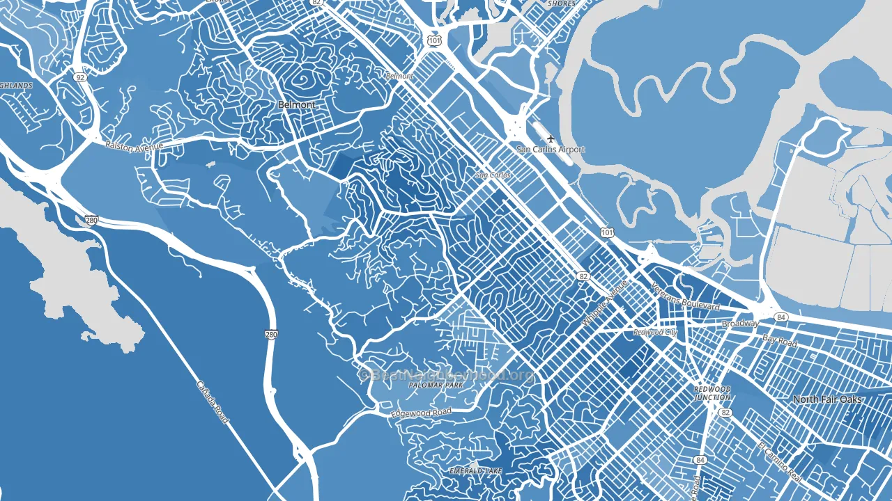 94070, CA block-group political-lean map