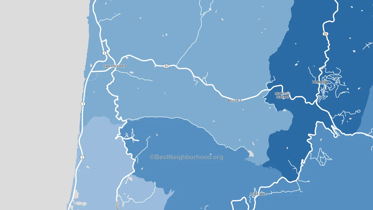 94074, CA block-group political-lean map