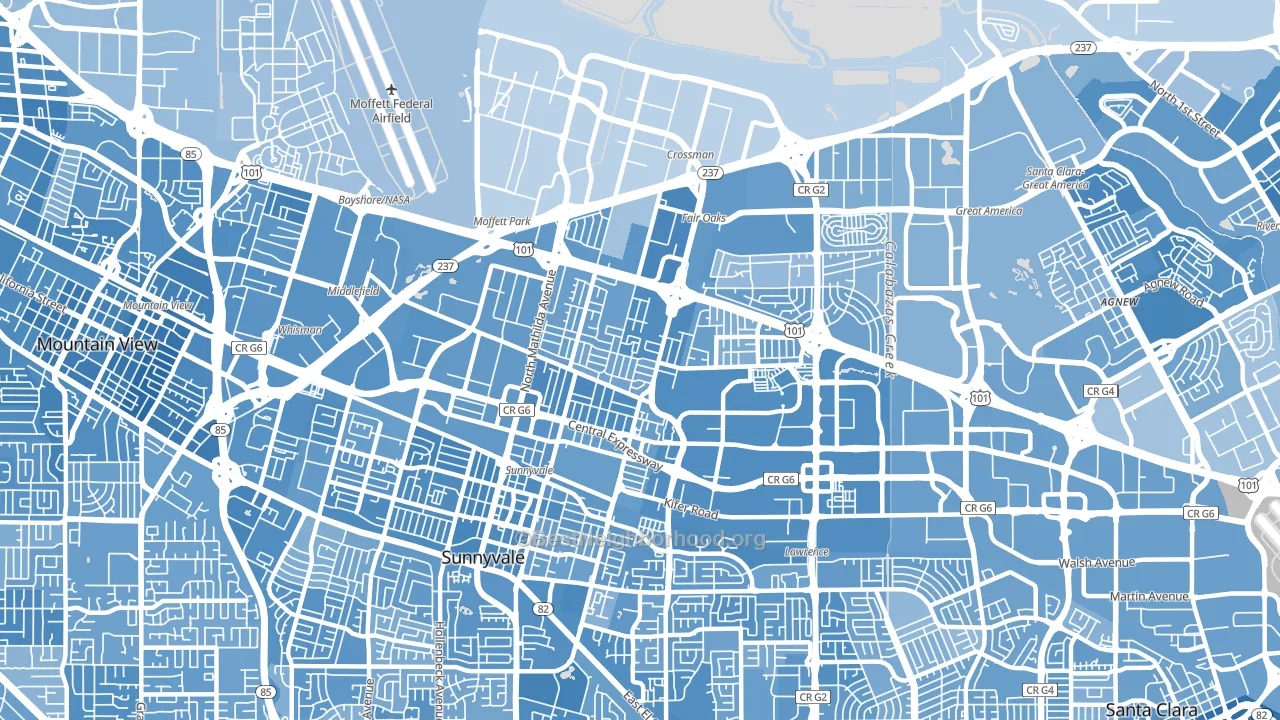 94085, CA block-group political-lean map