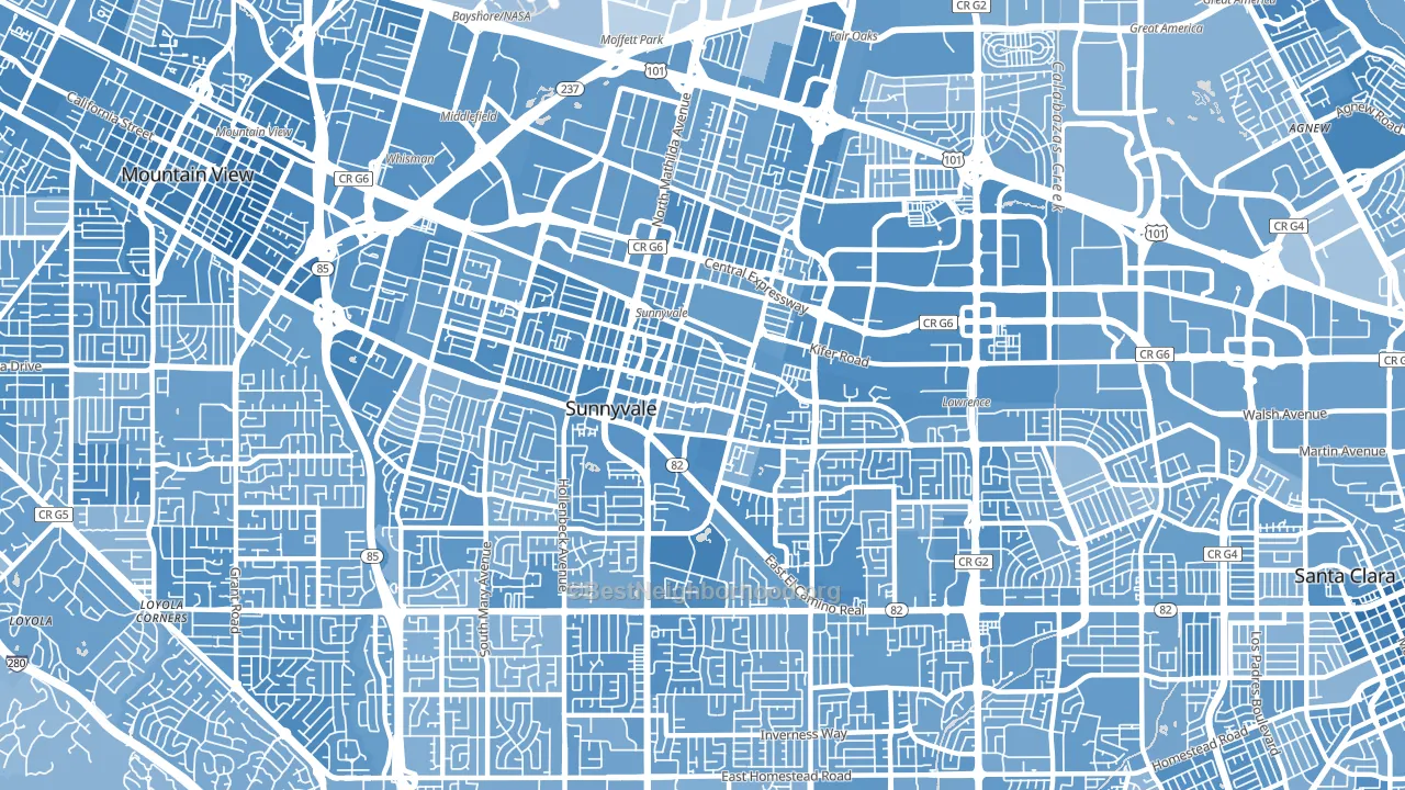 94086, CA block-group political-lean map