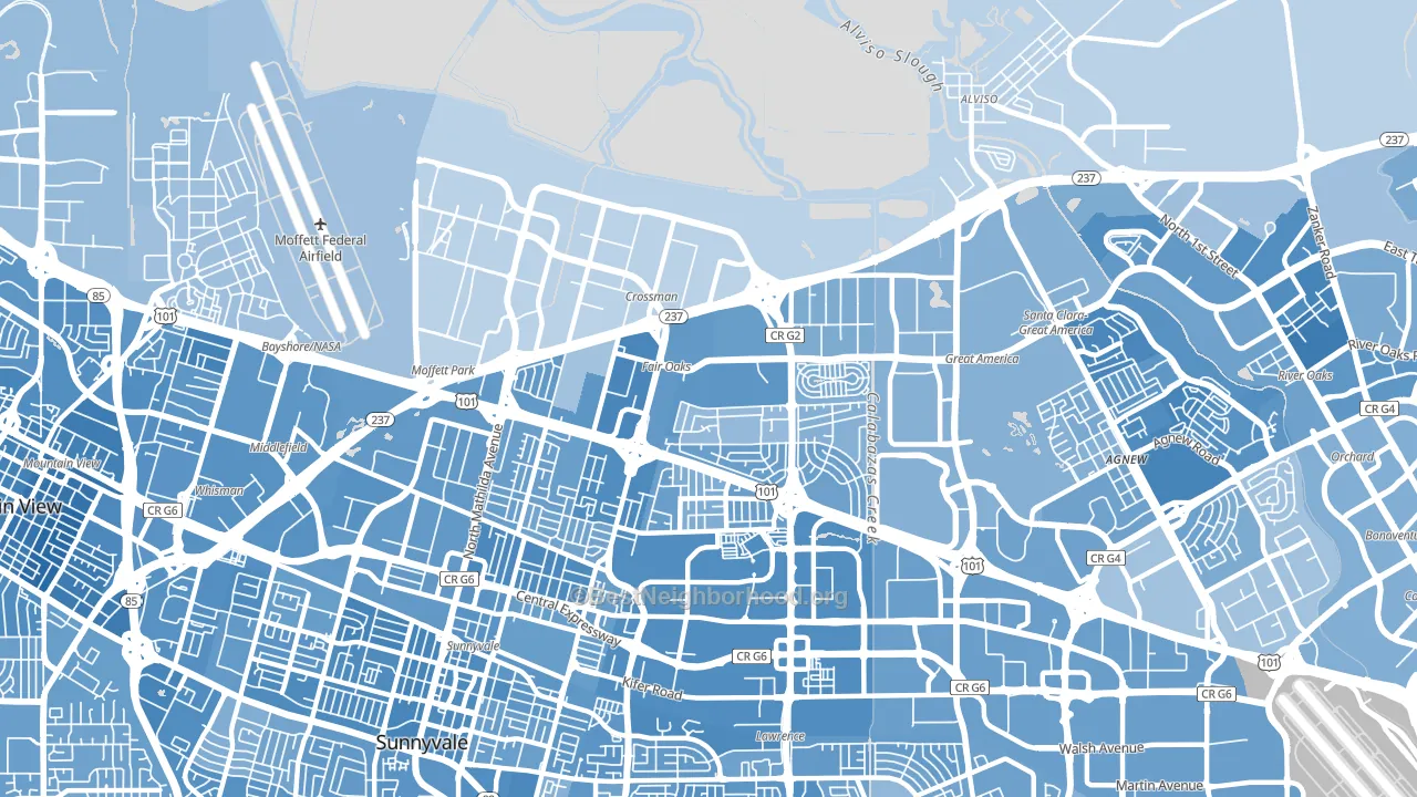 94089, CA block-group political-lean map