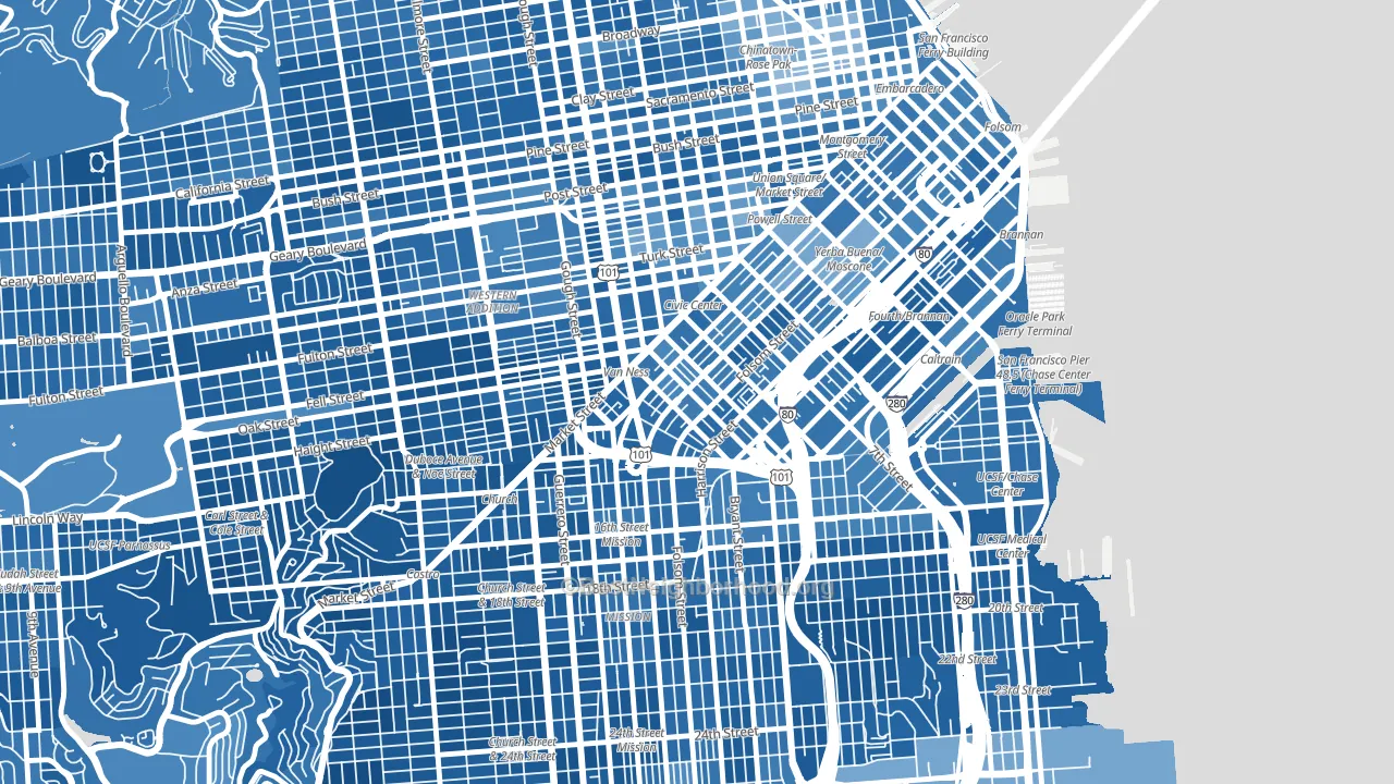 94103, CA block-group political-lean map