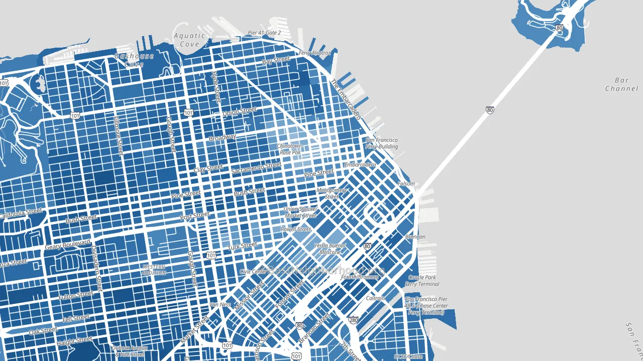 94104, CA block-group political-lean map