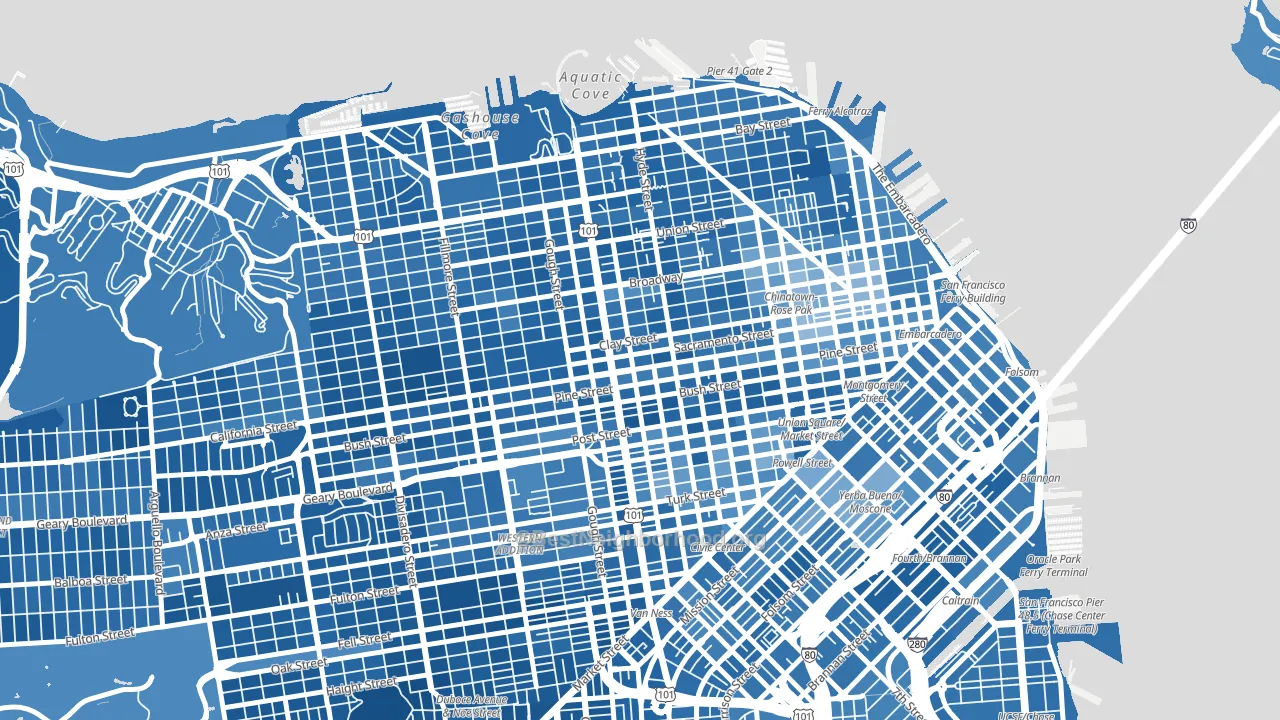 94109, CA block-group political-lean map
