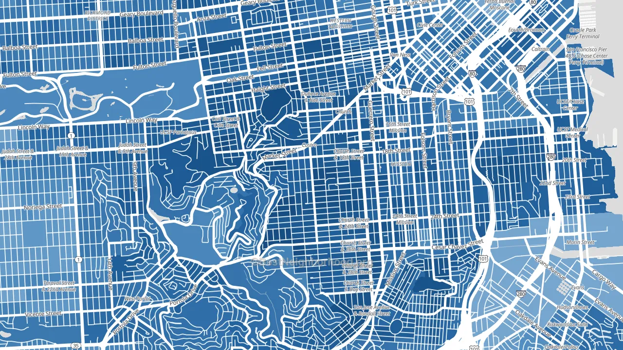 94114, CA block-group political-lean map