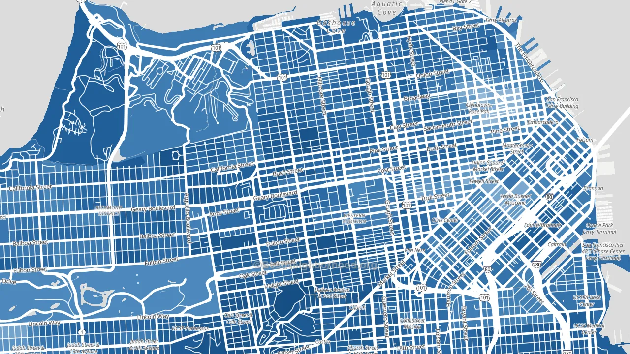 94115, CA block-group political-lean map