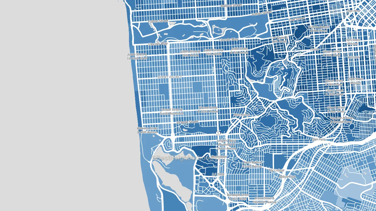 94116, CA block-group political-lean map