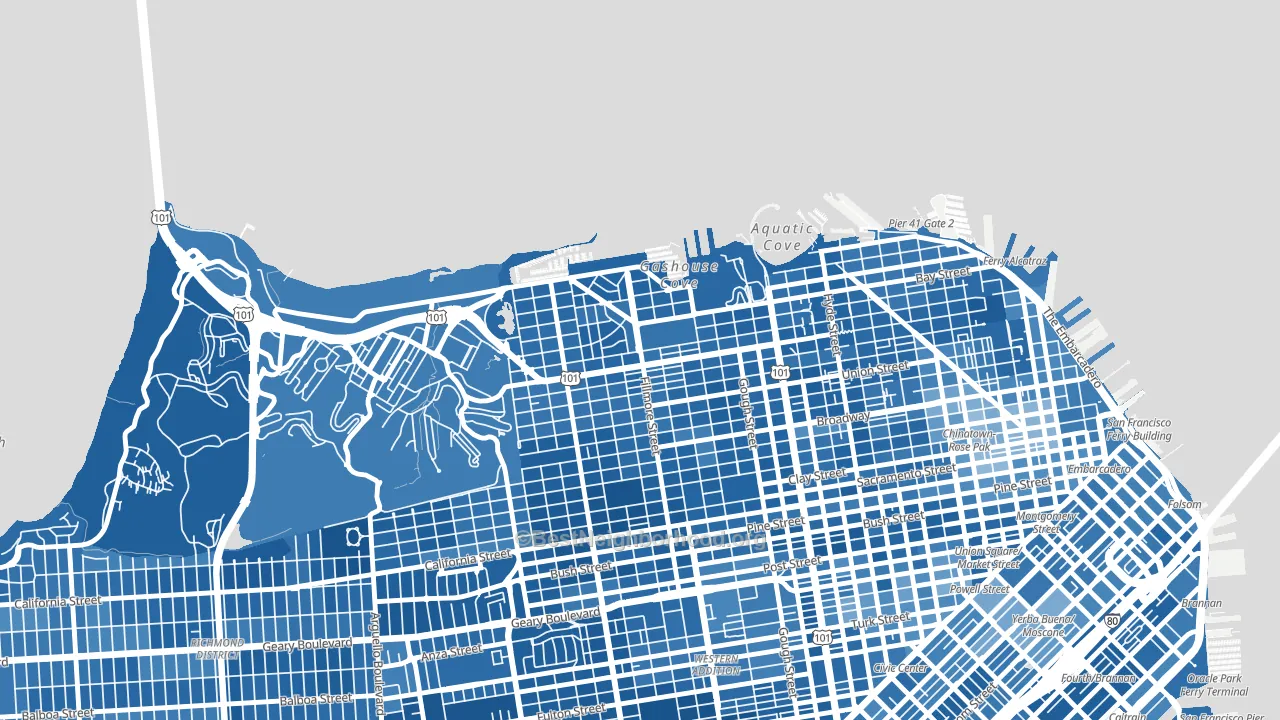 94123, CA block-group political-lean map
