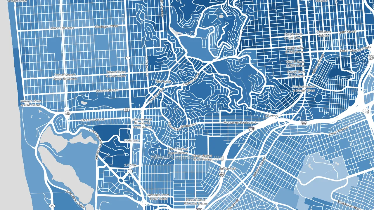 94127, CA block-group political-lean map