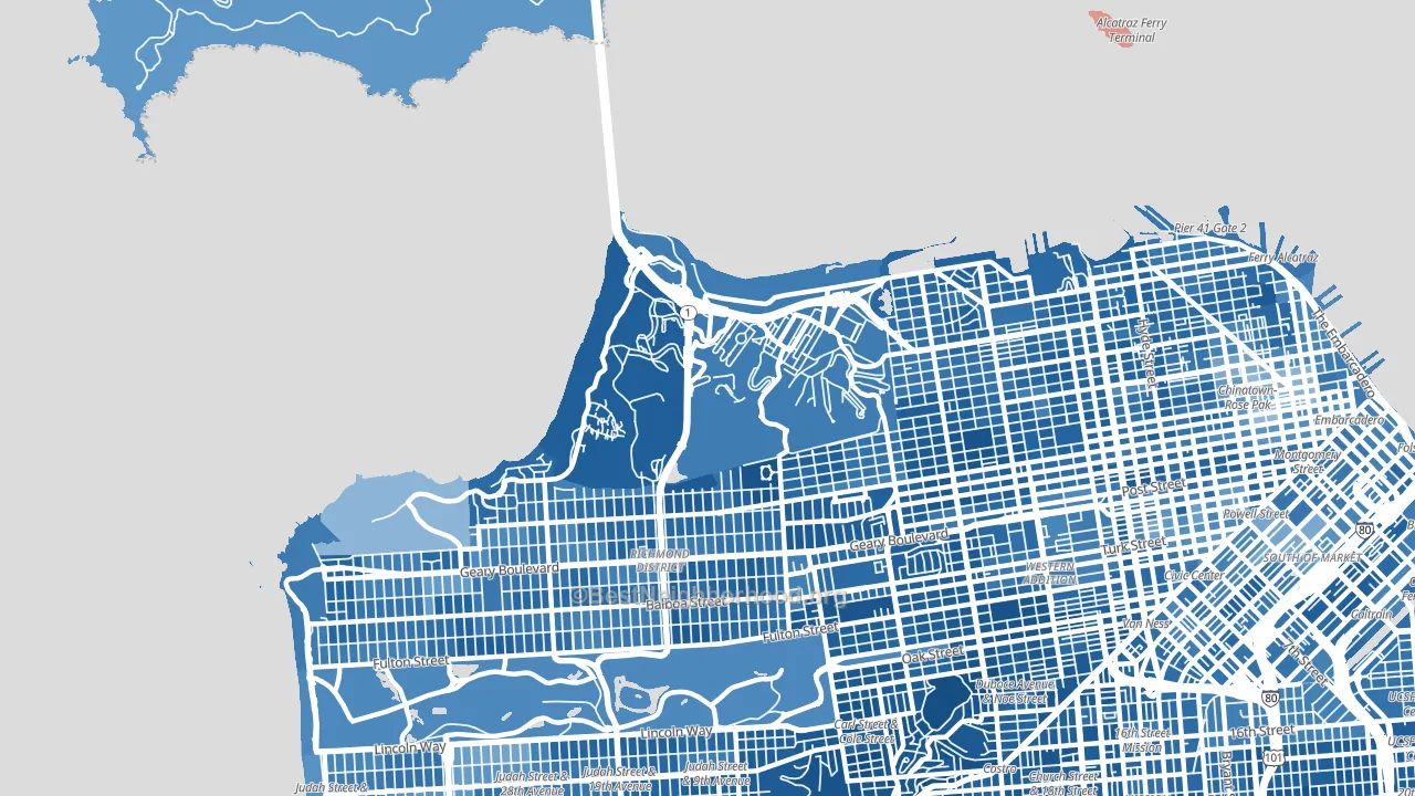 94129, CA block-group political-lean map