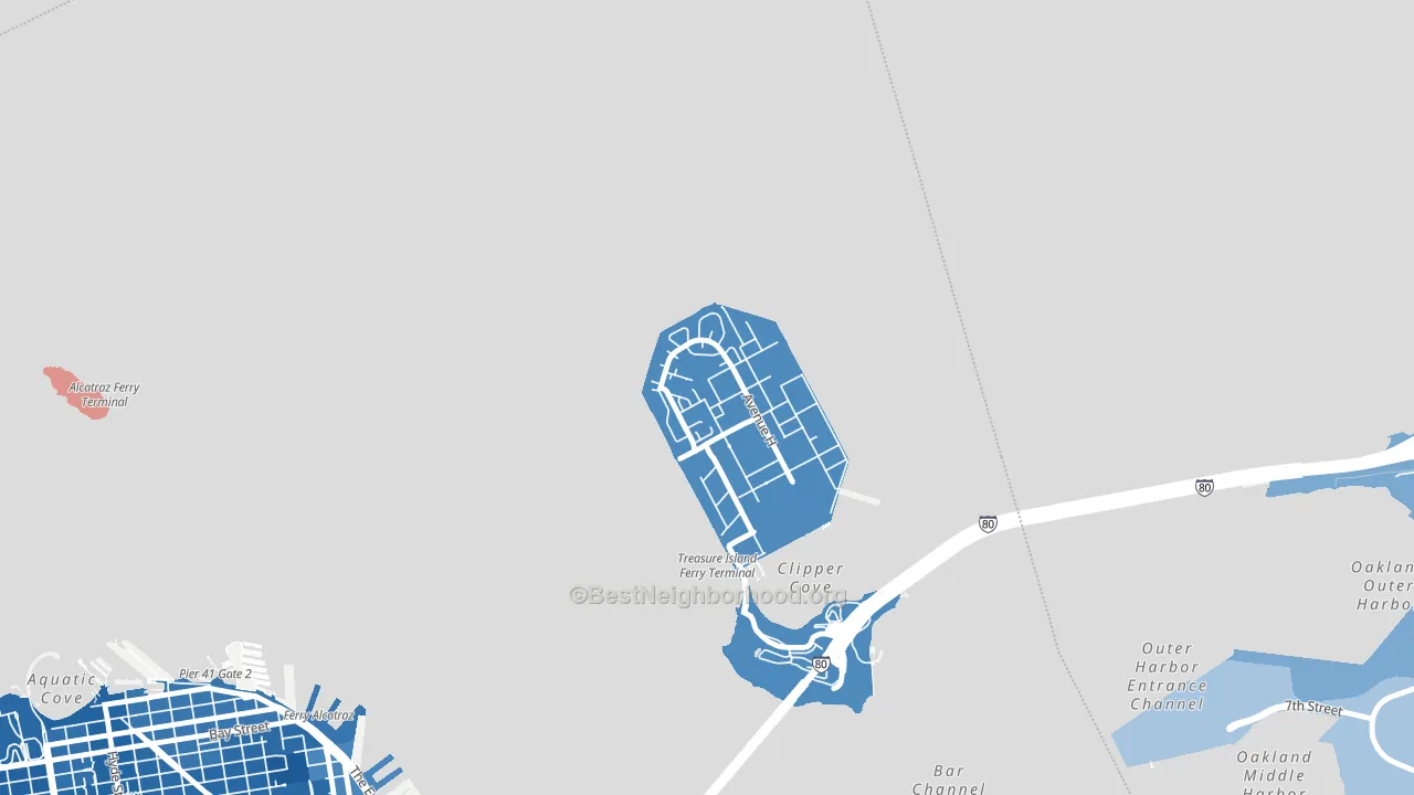 94130, CA block-group political-lean map