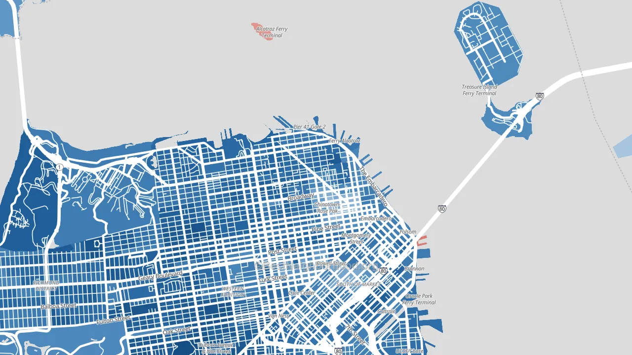 94133, CA block-group political-lean map