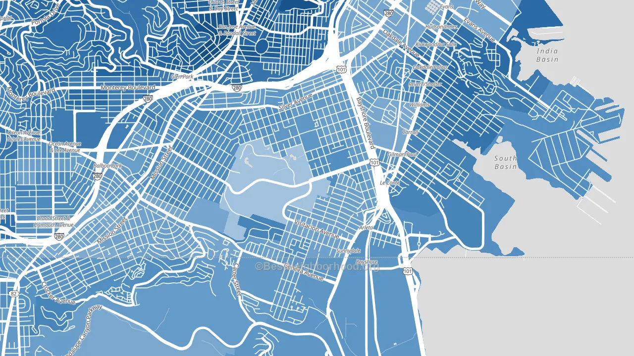 94134, CA block-group political-lean map