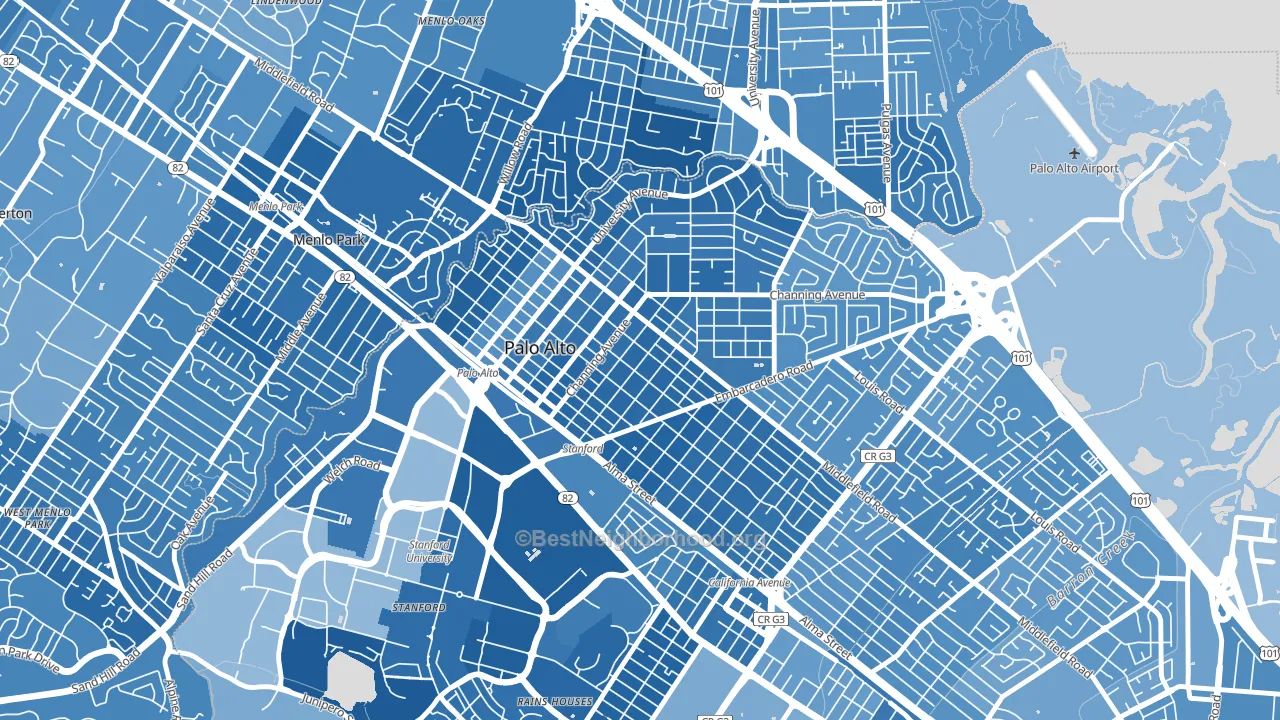 94301, CA block-group political-lean map