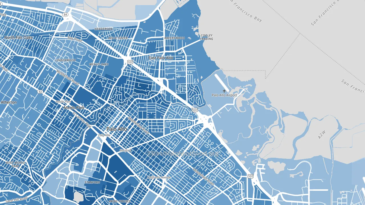 94303, CA block-group political-lean map
