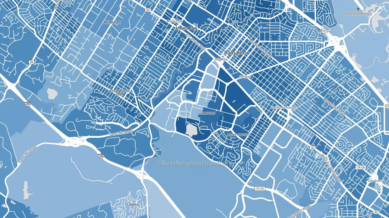 94304, CA block-group political-lean map