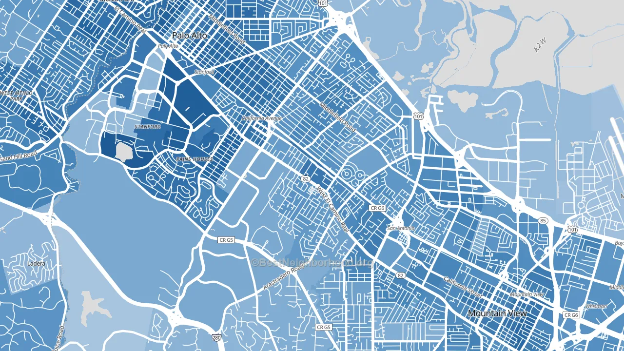 94306, CA block-group political-lean map