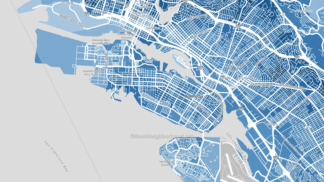 94501, CA block-group political-lean map