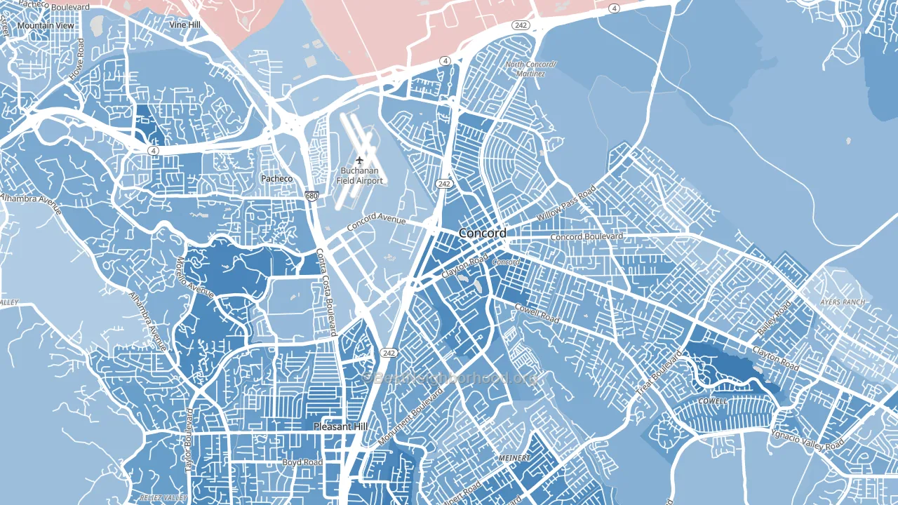 94520, CA block-group political-lean map