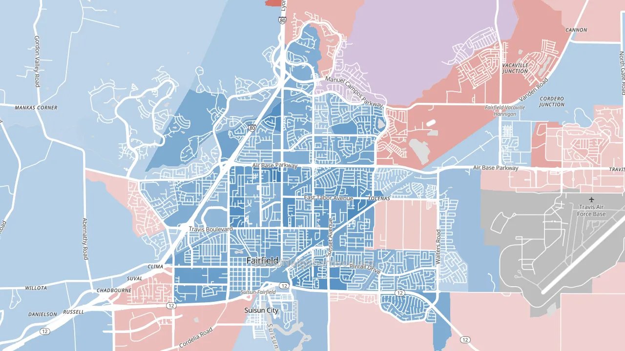94533, CA block-group political-lean map
