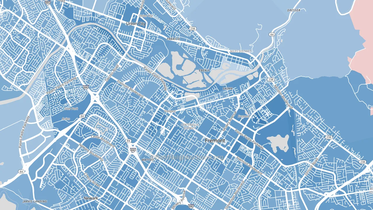 94536, CA block-group political-lean map