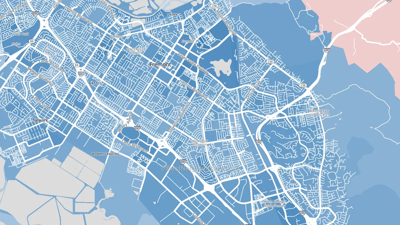 94538, CA block-group political-lean map