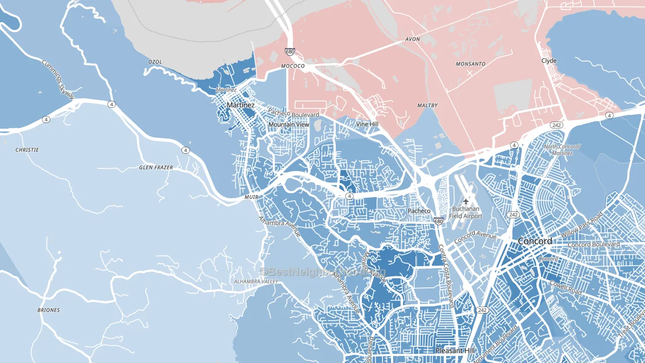94553, CA block-group political-lean map