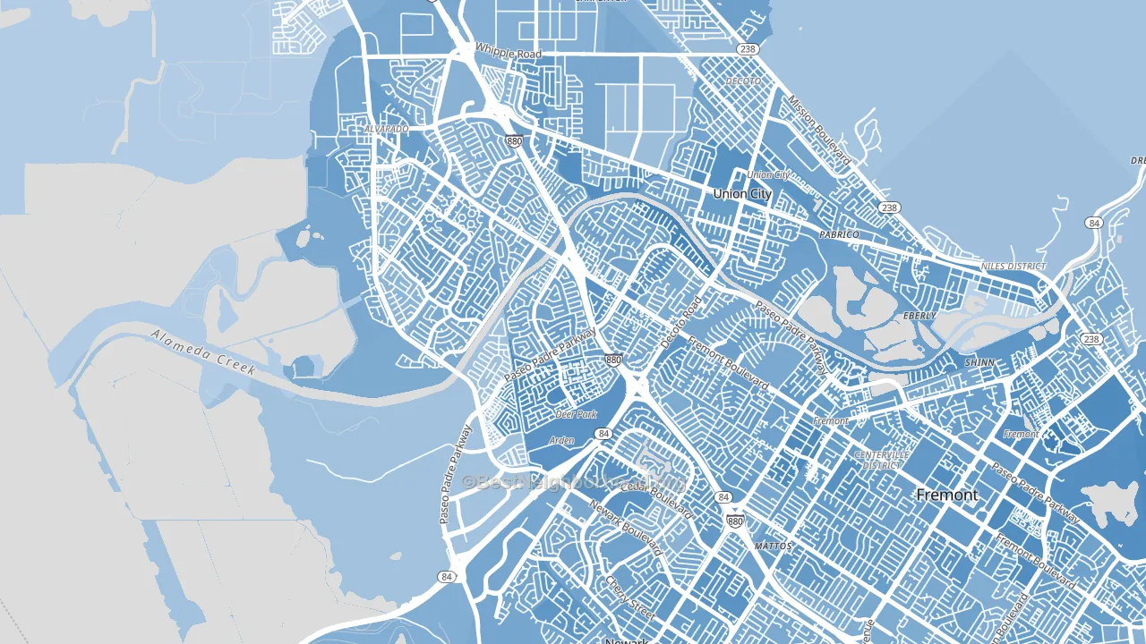 94555, CA block-group political-lean map