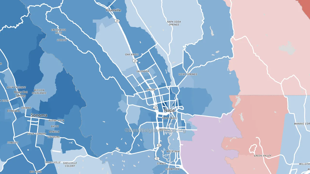 94558, CA block-group political-lean map